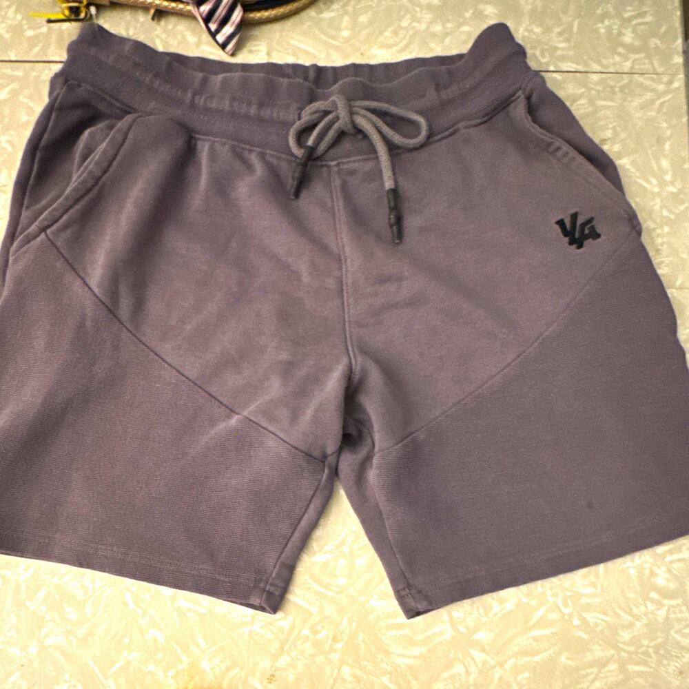 YoungLA Men's Athletic Knit Shorts L Gray Drawstring Elastic Waist Pockets